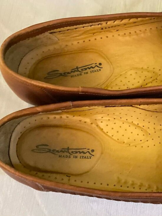 Santoni Brown Leather Tassel Loafers Men\'s 11 D Italy Brogue Moc Toe Dress Shoes main image 7